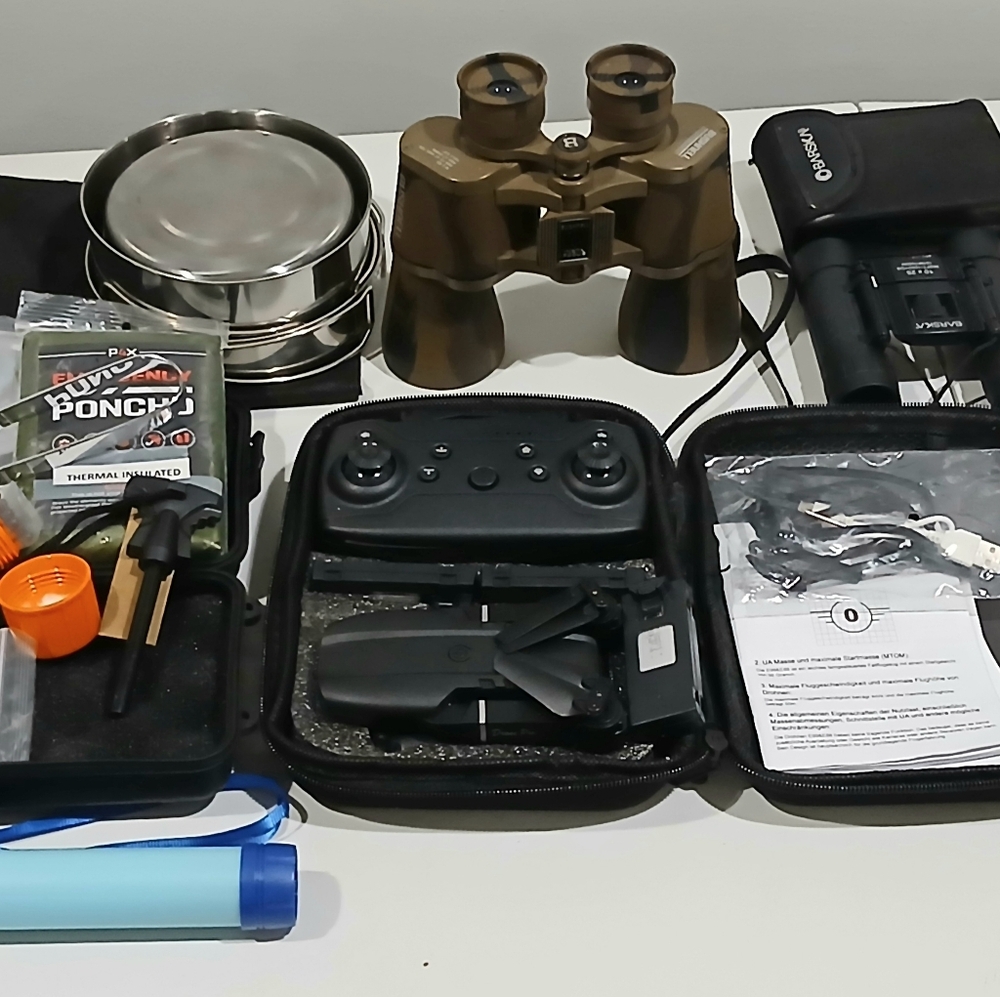 Advanced Black VR Drone with Controller/Survival Supply Kit/Binoculars
